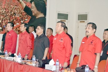 Para pengurus DPP dan DPD PDIP saat Rakerda dalam rangka sosialisasi juklak mekanisme Musancab, Koonfercab, Konferda dan Kongres PDIP baru-baru ini.   
