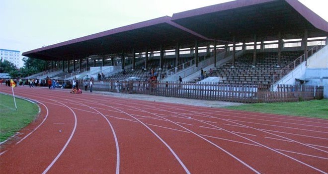 Lintasan atletik di Stadion Tri Lomba Juang KONI Jambi.