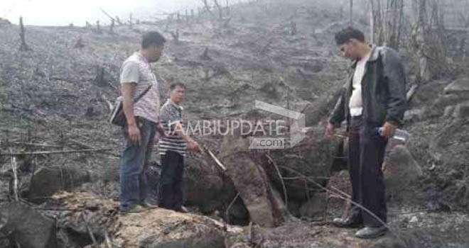 Lokasi penemuan tiga warga desa Berkun yang tewas terpanggang.