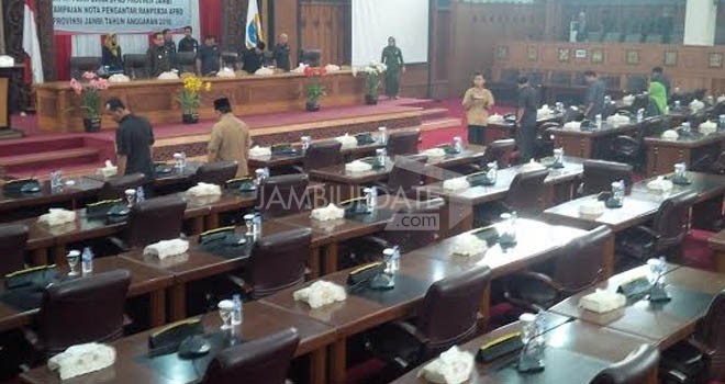 Sidang paripurna DPRD Provinsi Jambi yang urung dilaksanakan diduga karena tunjangan rumah anggota dewan belum diteken gubernur Senin (5/10)