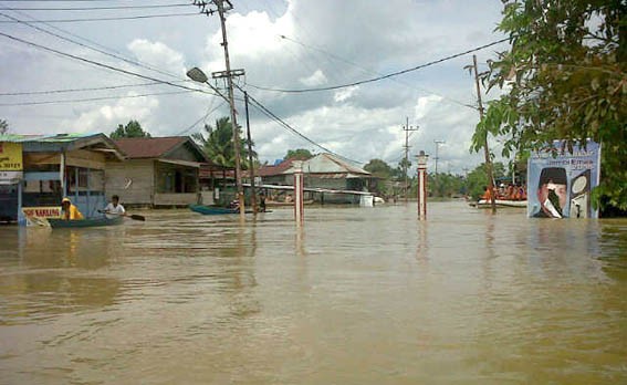 Banjir yang terjadi di Legok Kota Jambi tahun lalu. Menyusul masuknya musim penghujan, bencara banjir mulai mengancam Provinsi Jambi