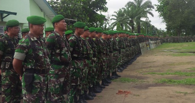 Korem 042/Garuda Putih dan Jajaran gelar pasukan pengamanan Pilkada Serentak.