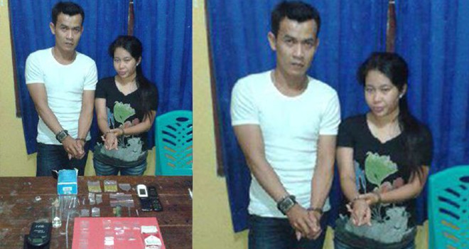 Diduga pengedar narkoba, Sahrul Fahmi dan Ratih Purnam Sri warga Dusun Sukajadi, Desa Payo Lebar, Kecamatan Singkut, Kabupaten Sarolangun.