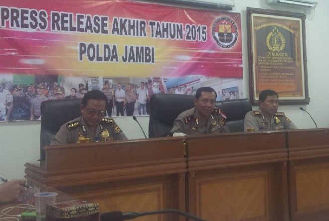 Jumpa pers yang digelar Kapolda Jambi Brigjend Pol  Lutif Lubihanto sore ini (31/12)