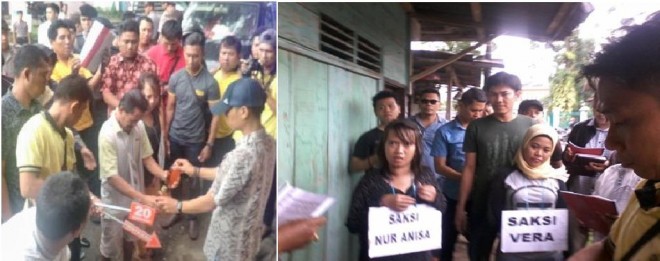 Kasus Pembunuhan Oyong yang terjadi Minggu (13/12) malam sekitar pukul 23.30 WIB, siang ini dilakukan rekontruksi (8/1)