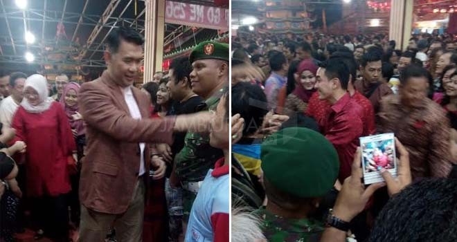 Gubernur Jambi, Zumi Zola dan Walikota Jambi, Sy Fasha, ikut berbaur dengan masyarakat dalam perayaan Cap Go Meh, mala mini (22/2).