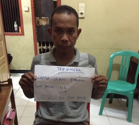 Tersangka Ifan Fahmi, oknum PNS di Biro Umum Provinsi Jambi yang diamankan di Mapolresta Jambi.