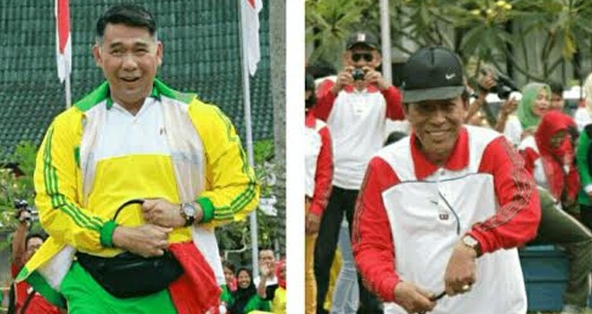 Wali Kota Jambi H. Syarif Fasha di dampingi Wakil Walikota H. Abdullah Sani menjadi peserta lomba