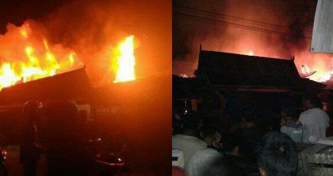 Kebakaran yang terjadi di Pasar Atas Sarolangun.