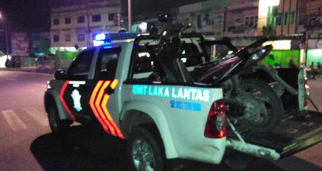 Sepeda motor yang dibawa oleh anggota Laka Lantas Polresta Jambi.