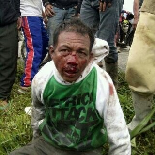 Pelaku Curanmor Man Joker yang babak belur dihajar massa.