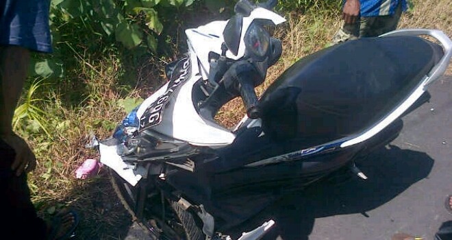 Kondisi Motor Suzuki yang mengalami kecelakaan hebat di Teluk Majelis.