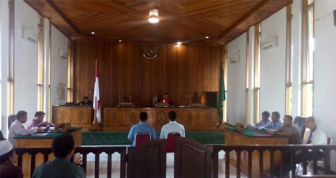 suasana sidang praperadilan di PN Bangko.