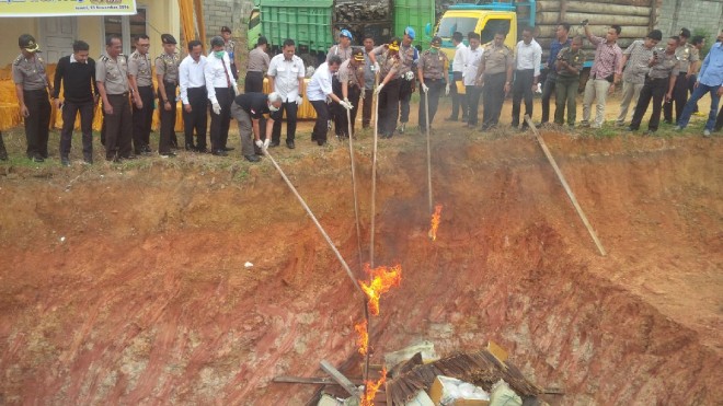 Pemusnahan daging dan sisik trenggiling, Rabu (23/11).