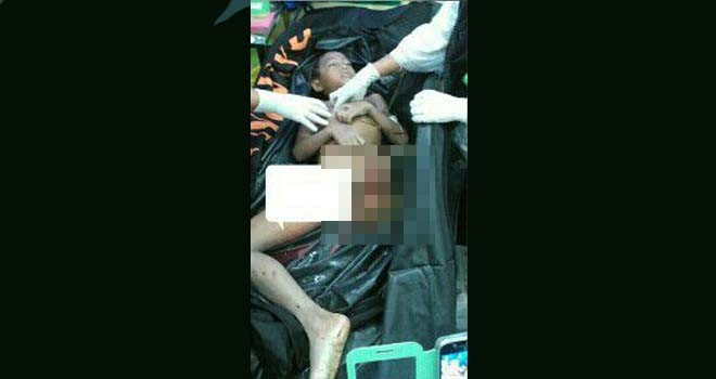 Jasad Rio Saputra (12) yang berhasil ditemukan warga. Foto : Ist