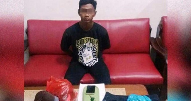 Anto, tersangka pencurian dan percobaan perkosaan. Foto: Jawa Pos Radar Kediri