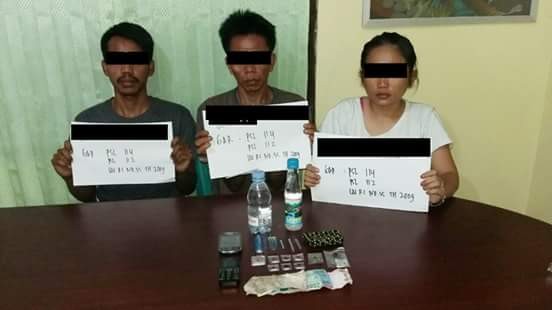 Tiga Pelaku Narkoba di Merangin yang berhasil diamankan aparat kepolisian.