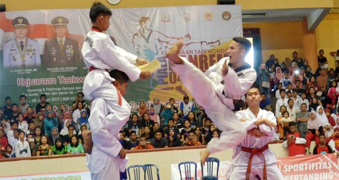 Kejuaraan Taekwondo Danrem Cup 2017 di Gor Kota baru, Kota Jambi beberapa waktu lalu. 