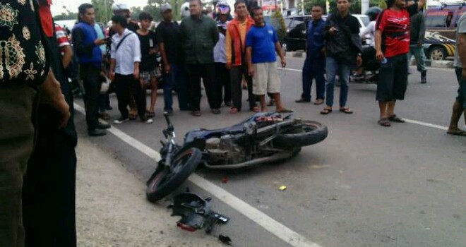 Motor pelaku saat berhasil diamankan warga.