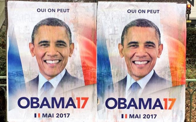 BENAR? Poster Barack Obama tersebar di seputar Paris, Prancis. (Zerohedge.com)