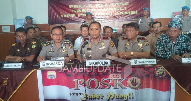 Pres release Saber Pungli UPP Provinsi Jambi oleh Kapolda Jambi, Brigjen Pol Yazid Fanani.