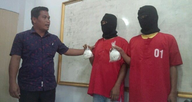 2 Pelaku Narkoba Jaringan Aceh yang di amankan di Polda Jambi.