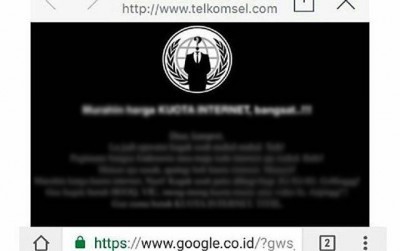 Tampilan situs Telkomsel tak lama setelah diretas hacker. (www.telkomsel.com)