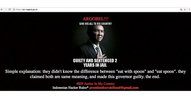 Tampilan Website PN Negara Berubah Gambar Ahok.