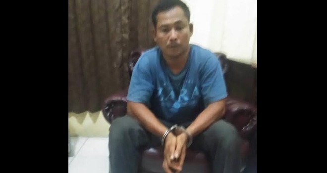 Seorang pria berinisial T, yang berhasil diamankan jajaran Polsek Muarasabak Barat.