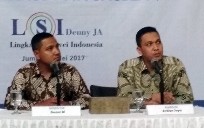 Paparan survei LSI soal Pancasila (Folly Akbar/JPK)
