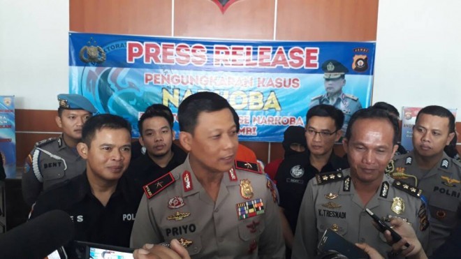 Kapolda Jambi, Brigjen Pol Priyo Widyanto saat jumpa pers di Polda Jambi.