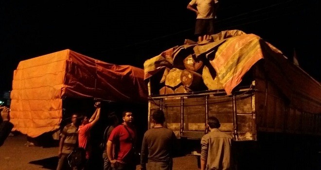 Ratusan keping kayu ilegal yang diamankan di Desa Muara Panco, Merangin.