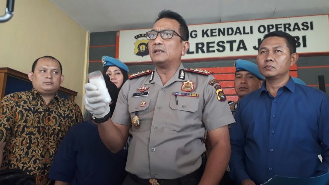 Kapolresta Jambi, Kombes Pol Fauzi Dalimunthe saat pres release di Mapolresta Jambi.