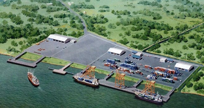 Maket pelabuhan samudera ujung jabung.