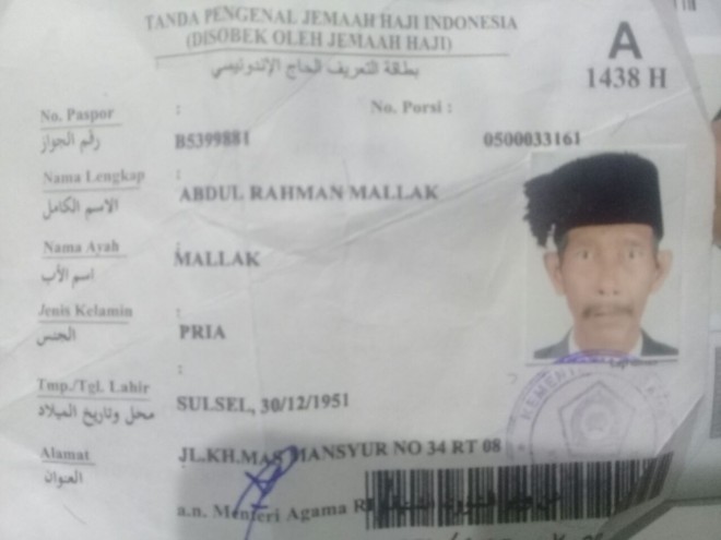 Identitas Jamaah Haji asal Kota Jambi. 