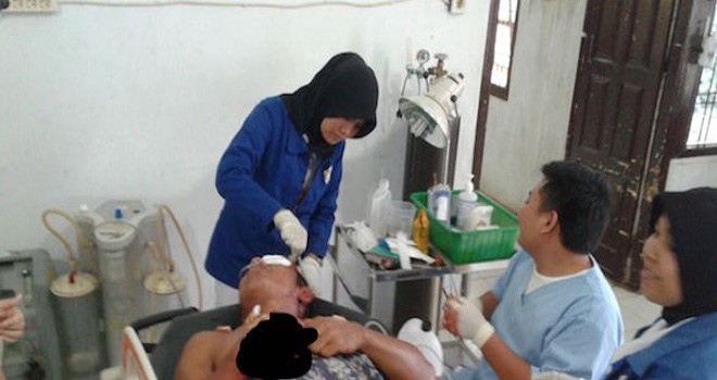Korban saat mendapat pertolongan di Rumah Sakit.