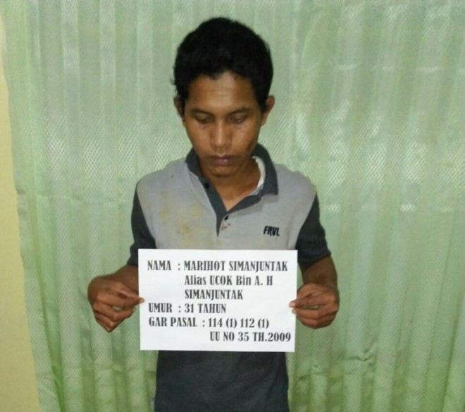 Ucok saat diamankan di Polres Merangin.