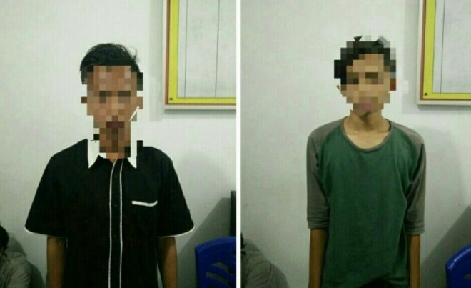 Dua pelaku begal saat diamankan Polisi. 