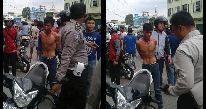 Jambret Babak Belur Dihajar Massa di Thehok.