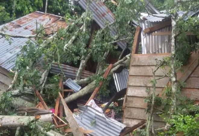 Kediaman korban paska tertimpa batang pohon di Desa Awin Pemayung