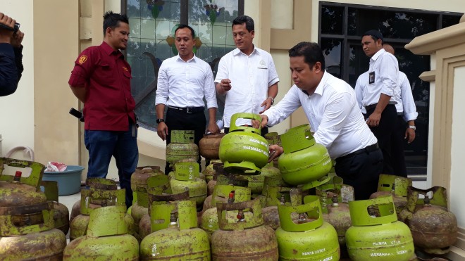 Barang bukti yang diamankan di Polda Jambi. 