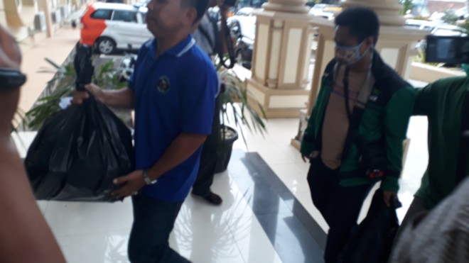 Barang bukti yang diamankan di Polda Jambi. 