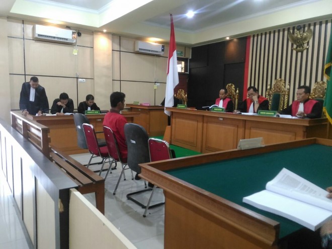 Sidang tuntutan Terdakwa Mulyadi dalam kasus mark up gaji PNS di Pengadilan Tipikor Jambi.