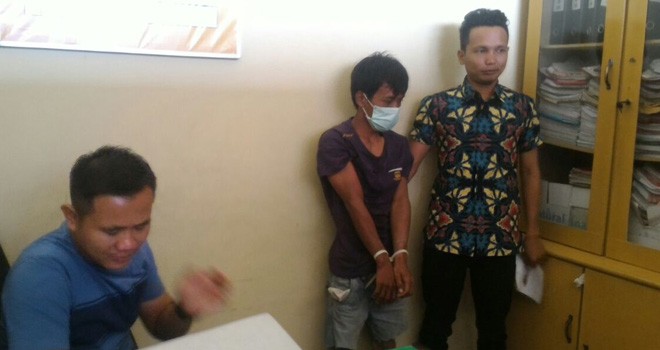 Yansyah (21) warga Kota Jambi, yang mencuri motor di parkiran Masjid RT 09 Kelurahan Teratai Kampung Tengah, Kecamatan Muara Bulian.