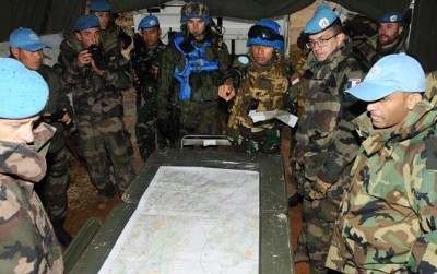 Satgas Indobatt Konga XXIII-L/Unifil (United Nations Interim Force In Lebanon) saat berlatih bersama tentara asing (Dok. Puspen TNI)