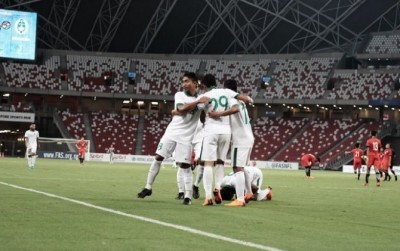 Timnas U-23 sukses meraih kemenangan 3-0 atas Singapura U-23. (Twitter pssi_fai)