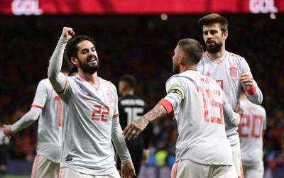 Spanyol menang 6-1 atas Argentina pada Rabu (28/3) dini hari WIB. Kemenangan terbesar mereka dalam sejarah pertemuan kontra Argentina (AFP)
