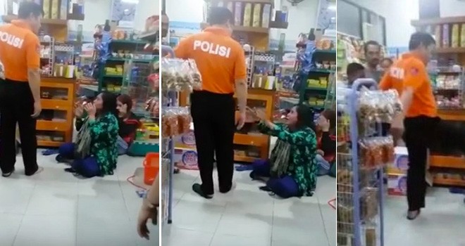 Pria diduga AKBP Yusuf tendang ibu di minimarket.