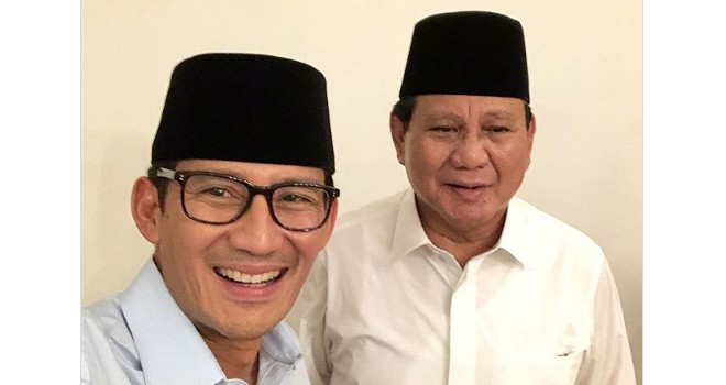 Prabowo Subianto -  Sandiaga Uno. Foto : Instagram