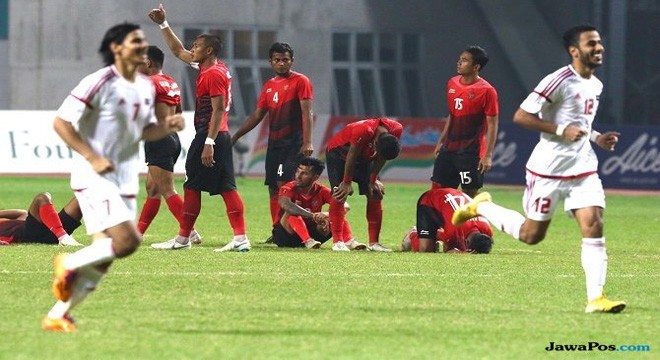Tim Garuda Muda akhirnya gagal melangkah ke perempat final Asian Games. (Dery Ridwansah/JawaPos.com)